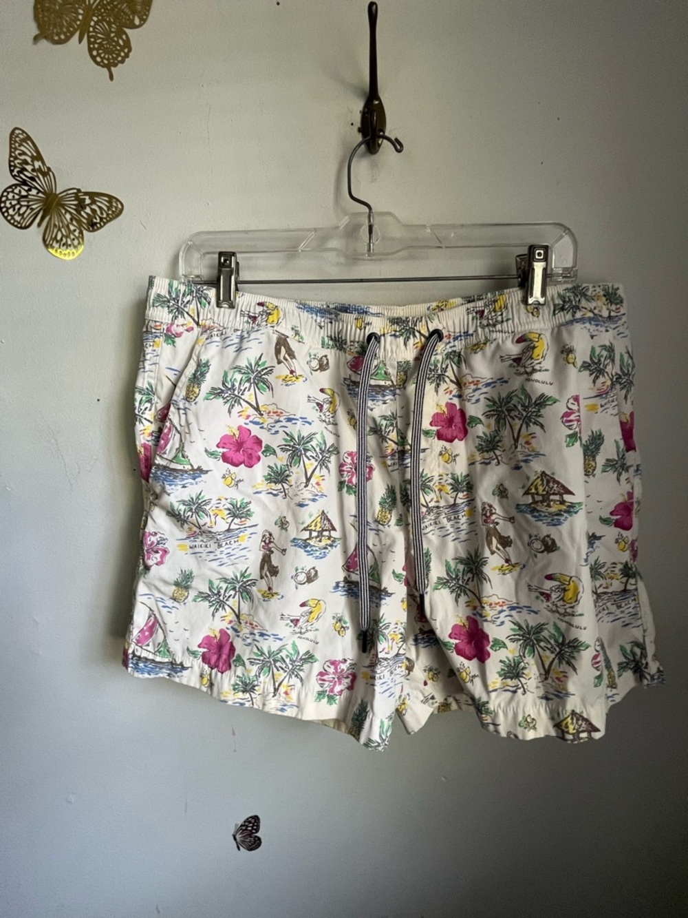 GAP Mens Swim Trunks Novelty Island Hulu Girls Tropical DrawstringPockets Large